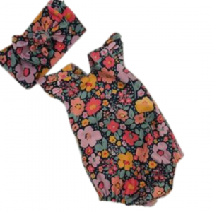 Floral Pleated Romper & Headband