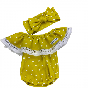 Mustard Shoulder Romper & Headband
