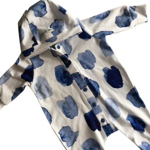 Blue Spotted Hooded Romper