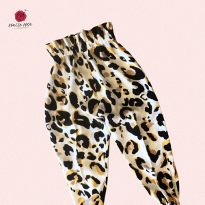 Cream Leopard Paper Bag Pants