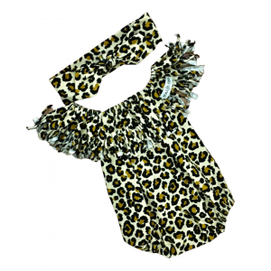 Leopard Fringe Romper & Headband