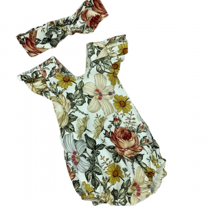 Frilled Shoulder Romper & Headband