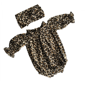 Leopard Peasant Romper + Headband