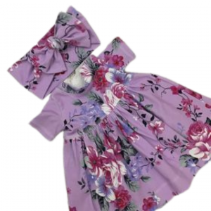 Lilac Floral Day Dress + Headband