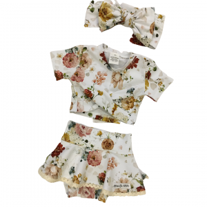 White Crossover Midriff & Bloomer Set