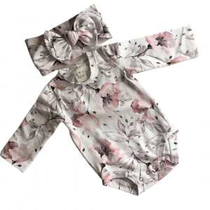 Pastel Poppy Sleeved Romper + Headband