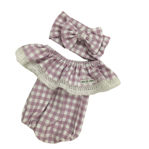 Purple Checkers Romper & Headband