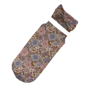 Nude-Coloured Floral Cocoon Swaddle with Headband