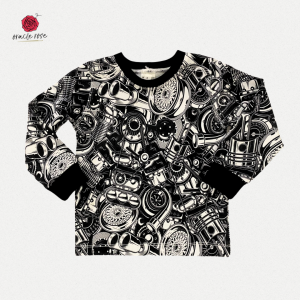 Black and White Bike Graffiti Long Sleeve Tee