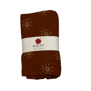 Littles Suns on Garnet Muslin Swaddle