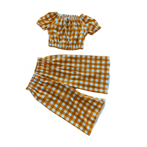 Checkered Mustard Set With Trendy Baggy Pants