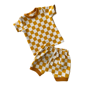 Short Sleeve Checkered Mustard
