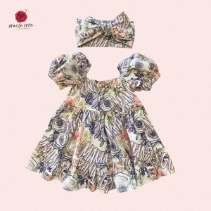 Cartoon Texts & Roses Dress